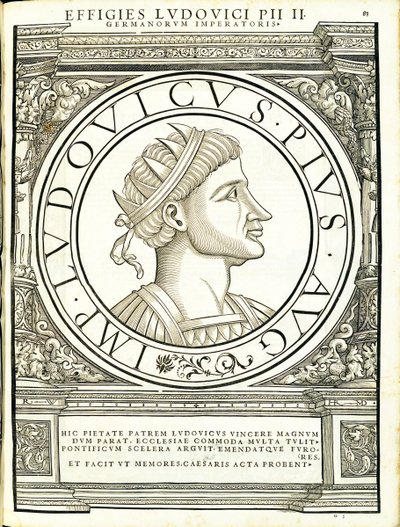 Ludouicus Pius, ilustración de Imperatorum romanorum omnium orientalium et occidentalium verissimae imagines ex antiquis numismatis de Hans Rudolf Manuel Deutsch